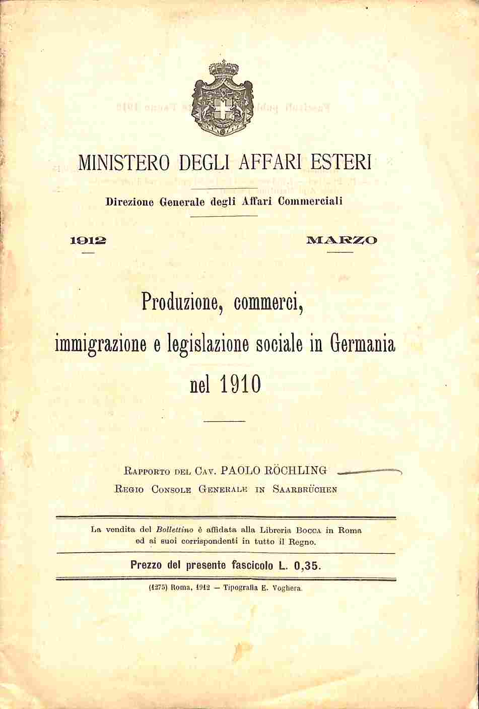 Produzione, commerci, immigrazione e legislazione sociale in Germania nel 1910